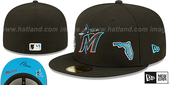 Marlins 'TRIPLE THREAT IDENTITY' Black Fitted Hat by New Era