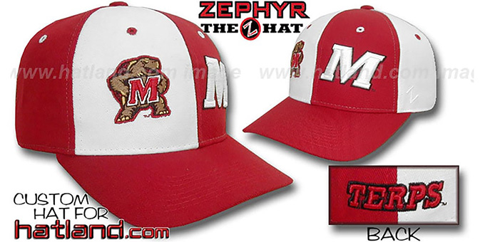 Maryland 'DUAL LOGO' White-Red Fitted Hat by Zephyr
