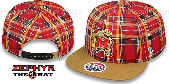 Maryland MASCOT 'GAELIC PLAID SNAPBACK' Red-Khaki Hat by Zephyr