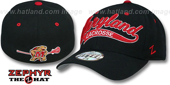 Maryland 'SWOOP LACROSSE' Black Fitted Hat by Zephyr