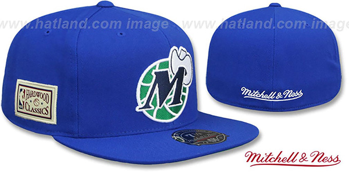 Mavericks 'HWC SIDE-PATCH' Royal Fitted Hat by Mitchell and Ness