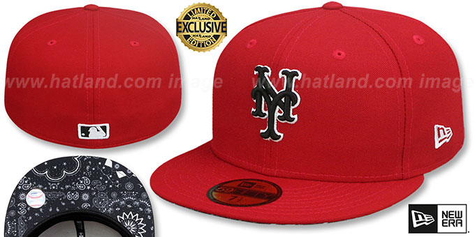 Mets 'BLACKDANA BOTTOM' Red Fitted Hat by New Era