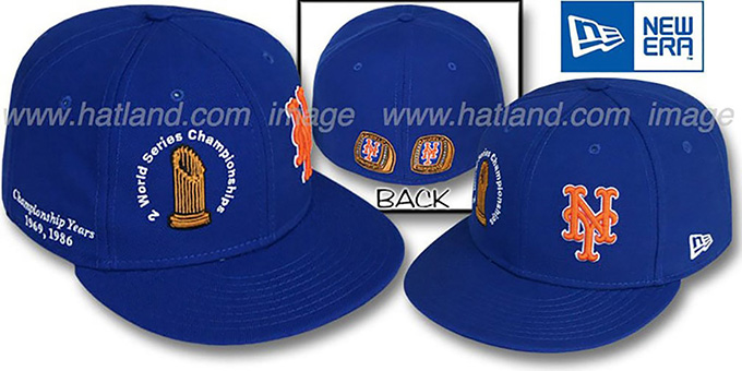 Mets 'CHAMPIONSHIPS TROPHY' Royal Fitted Hat by New Era