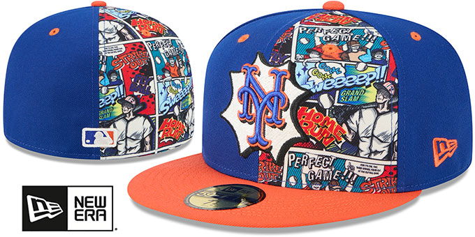 Mets 'COMIC HERO' Royal-Orange Fitted Hat by New Era