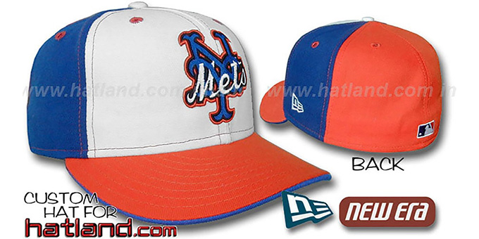 Mets 'DECEPTOR PINWHEEL' White-Royal-Orange Fitted Hat