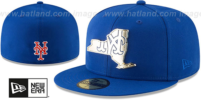 Mets 'GOLD STATED METAL-BADGE' Royal Fitted Hat by New Era