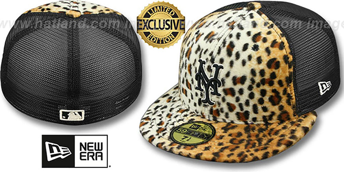 Mets LEOPARD 'ANIMAL-FUR MESH-BACK' Fitted Hat by New Era