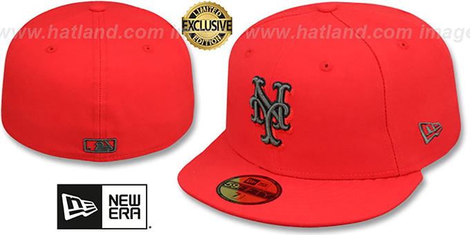 Mets 'MLB TEAM-BASIC' Fire Red-Charcoal Fitted Hat by New Era