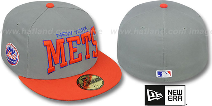 Mets 'PRO-ARCH' Grey-Orange Fitted Hat by New Era