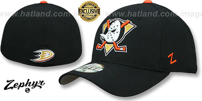Mighty Ducks 'SHOOTOUT' Black Fitted Hat by Zephyr