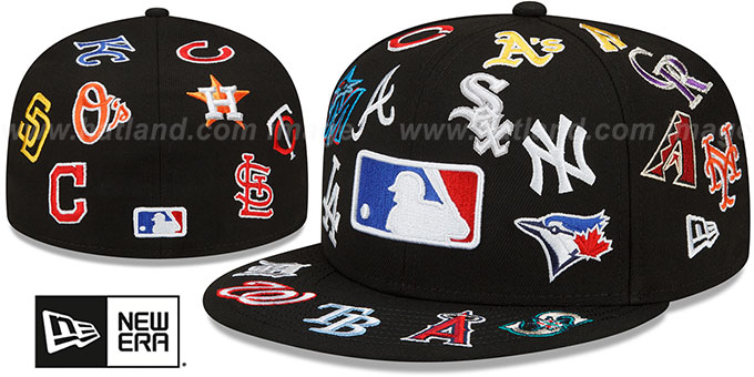 MLB 'ALL-OVER' Black Fitted Hat by New Era