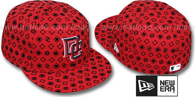 Nationals 'D-LUX ALL-OVER' Red-Black Fitted Hat by New Era