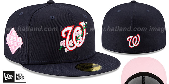 Nationals 'LOGO BLOOM SIDE-PATCH' Navy-Pink Fitted Hat by New Era