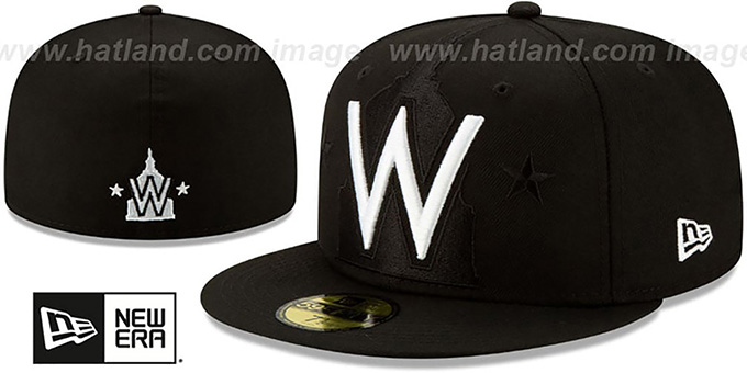 Nationals 'LOGO ELEMENTS' Black-White Fitted Hat by New Era