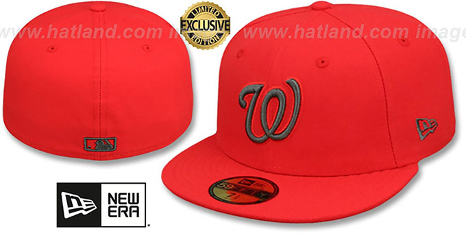 Nationals 'MLB TEAM-BASIC' Fire Red-Charcoal Fitted Hat by New Era