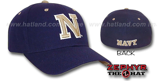 Navy 'DH' Fitted Hat by ZEPHYR - navy