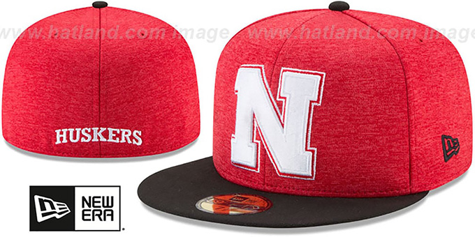 Nebraska 'HEATHER-HUGE' Red-Black Fitted Hat by New Era