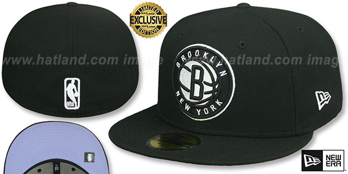 Nets 'LAVENDER-BOTTOM' Black Fitted Hat by New Era