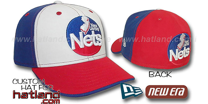 Nets 'OLD SCHOOL PINWHEEL' White-Royal-Red Fitted Hat