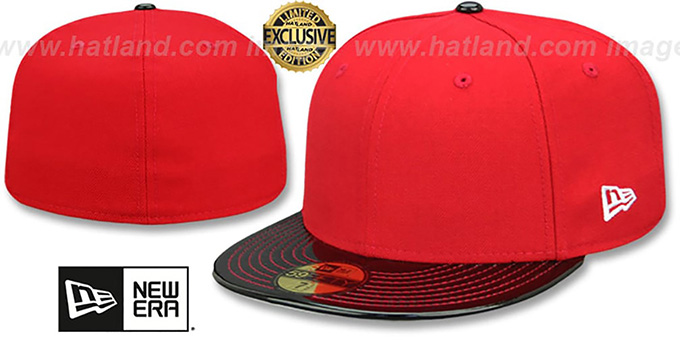 New Era '59FIFTY-BLANK PATENT VIZA' Red-Black Fitted Hat