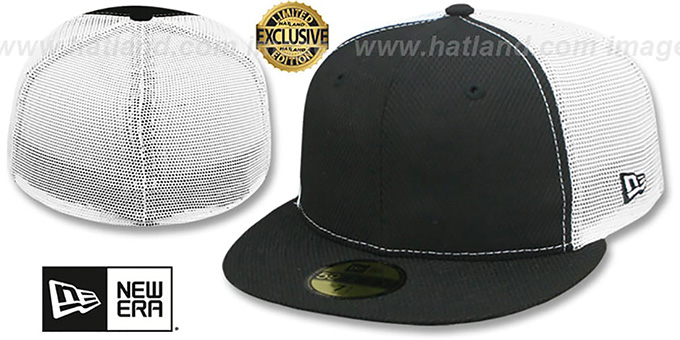 New Era 'DIAMOND TECH MESH-BACK 59FIFTY-BLANK' Black-White Fitted Hat