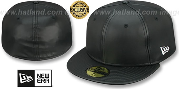 New Era 'LEATHER BLANK' Black Fitted Hat
