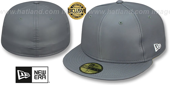 New Era 'LEATHER BLANK' Grey Fitted Hat