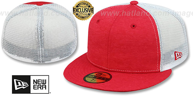 New Era 'MESH-BACK 59FIFTY-BLANK' Red Shadow Tech-White Fitted Hat