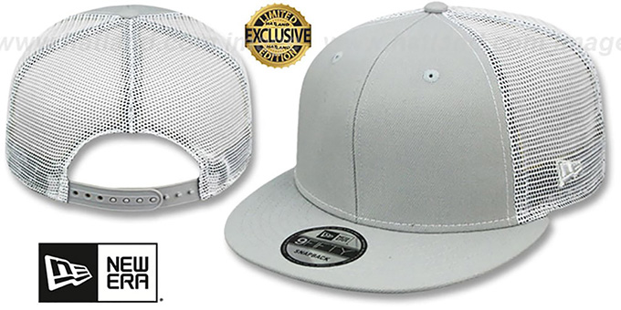 New Era 'MESH-BACK BLANK SNAPBACK' Light Grey-White Adjustable Hat