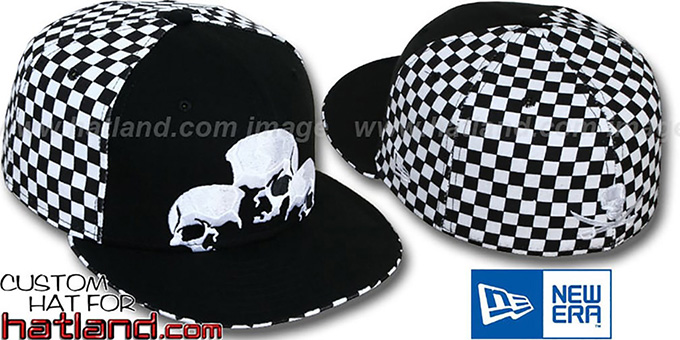 New Era 'TRI-SKULL CHECKERBOARD' Fitted Hat