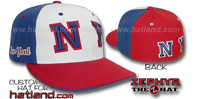 New York 'PINWHEEL' White-Royal-Red Fitted Hat