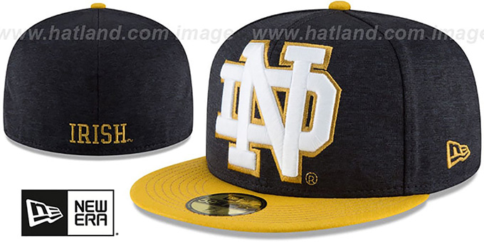 Notre Dame 'HEATHER-HUGE 2' Navy-Gold Fitted Hat by New Era