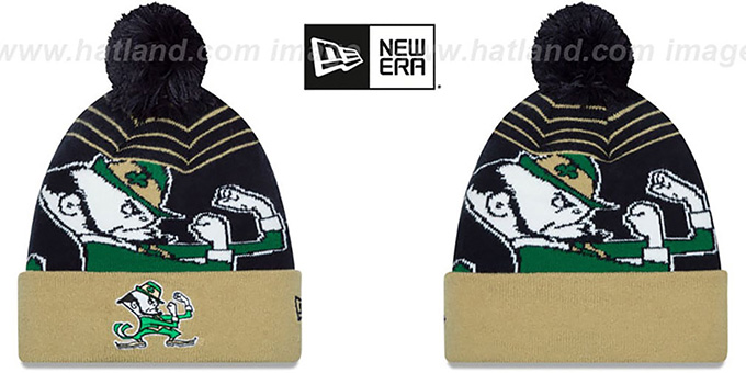 Notre Dame 'LOGO WHIZ' Navy-Gold Knit Beanie Hat by New Era