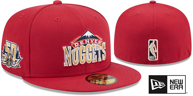 Nuggets '50TH ANNIVERSARY SIDE-PATCH' Red Fitted Hat by New Era