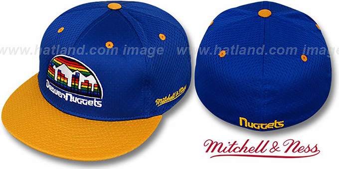 Nuggets '2T BP-MESH' Royal-Gold Fitted Hat by Mitchell and Ness