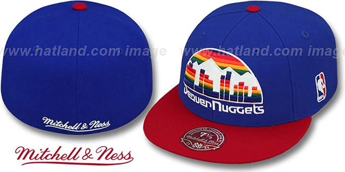 Nuggets '2T XL-LOGO' Royal-Red Fitted Hat by Mitchell and Ness