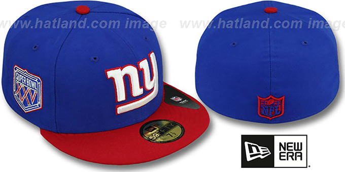 NY Giants 'SUPER BOWL XXV' Royal-Red Fitted Hat by New Era