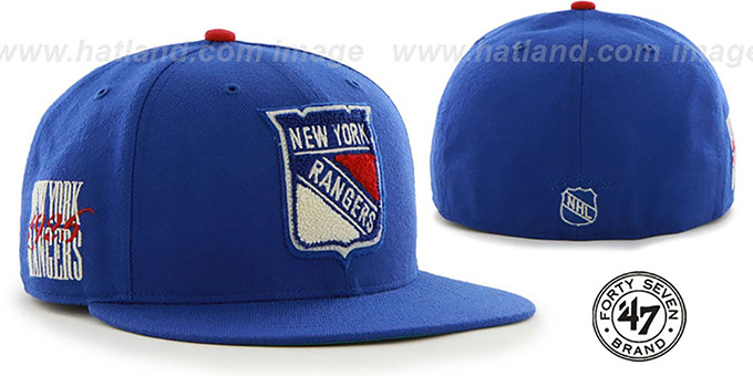 NY Rangers 'NHL CATERPILLAR' Royal Fitted Hat by 47 Brand