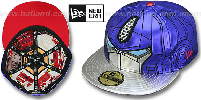 Optimus Prime 'CHARACTER FACE' Blue-Silver Fitted Hat by New Era