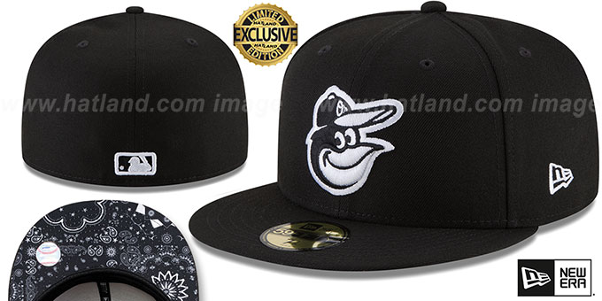 Orioles 'BLACKDANA BOTTOM' Black-White Fitted Hat by New Era