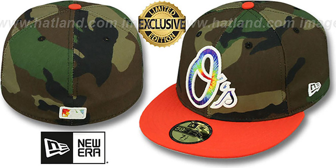 Orioles 'CAMO TYE-DYE INSIDER' Army-Orange Fitted Hat by New Era