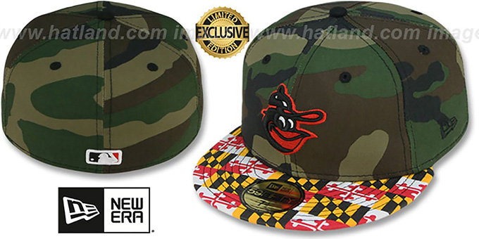 Orioles COOP 'MARYLAND-FLAG' Army Camo Fitted Hat by New Era