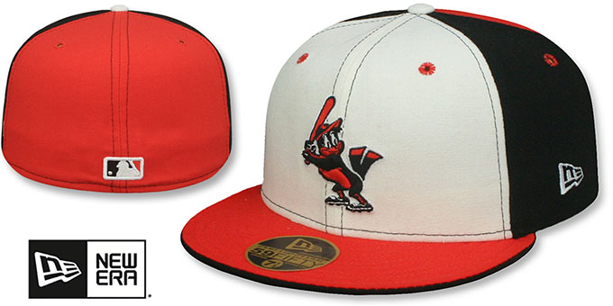 Orioles COOPERSTOWN 'PINWHEEL' White-Black-Orange Fitted Hat