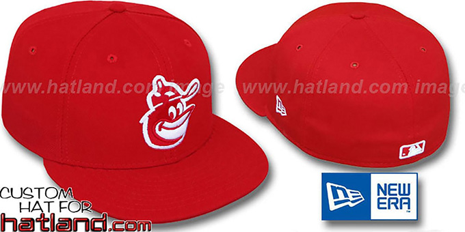 Orioles Cooperstown Red-White Fitted Hat by New Era