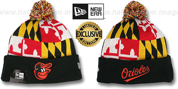 Orioles 'MARYLAND-FLAG POM-POM' Knit Beanie Hat by New Era