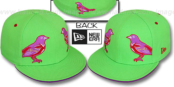 Orioles 'MIRROR PANELCUT' Lime-Purple Fitted Hat by New Era