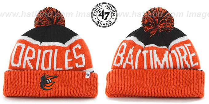 Orioles 'THE-CALGARY' Orange-Black Knit Beanie Hat by Twins 47 Brand