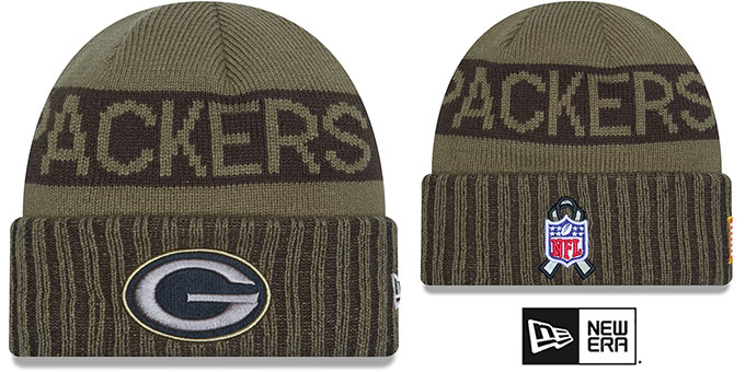 Packers '2025 SALUTE-TO-SERVICE' Olive Knit Beanie Hat by New Era