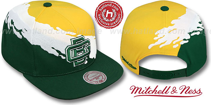 Packers 'PAINTBRUSH SNAPBACK' Gold-White-Green Hat by Mitchell and Ness
