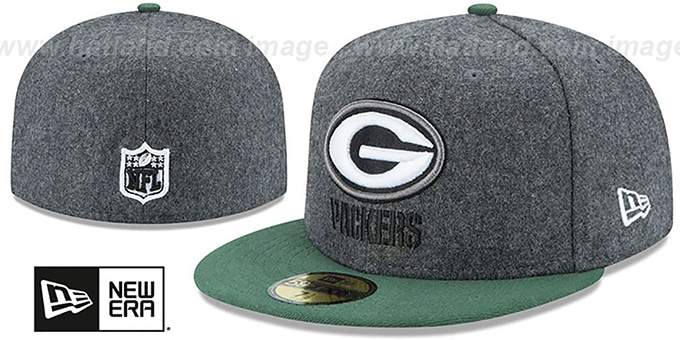 Packers 'SHADER MELTON' Grey-Green Fitted Hat by New Era